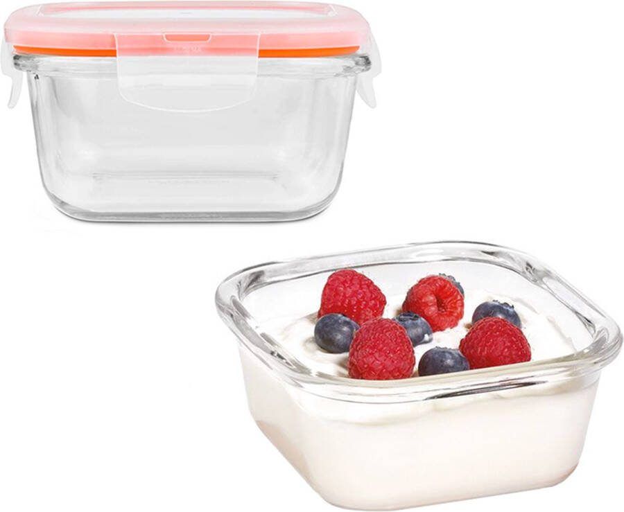 Lock&Lock Glazen vershoudbakjes Glazen meal prep bakjes Glazen bakjes met deksel Ovenschaaltjes met deksel Airfryer bakjes Bewaarbakjes Luchtdicht 300 ml Set van 2 stuks LocknLock