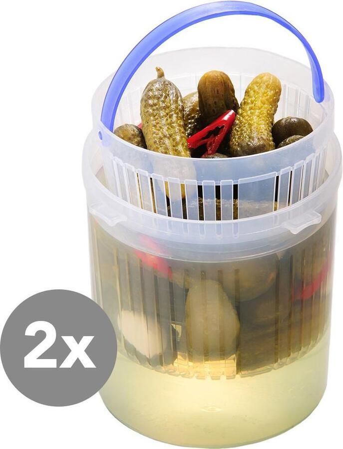 Lock&Lock Vershoudbakjes set met deksel Met Uitneembare Tray Zeef Lekbak Diepvriesbakjes Bewaarbakjes Bewaardozen voedsel Set van 2 stuks 1 4 liter Rond Luchtdicht Lekvrij BPA vrij LocknLock