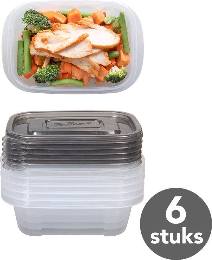 Lock&Lock Meal prep Bakjes – Diepvriesbakjes Vershoudbakjes set met deksel Bewaarbakjes Magnetron bakjes Diepvriesdozen Meal prep container Vershouddoos Stevig en Herbruikbaar BPA vrij Set van 6 Stuks 520ml LocknLock
