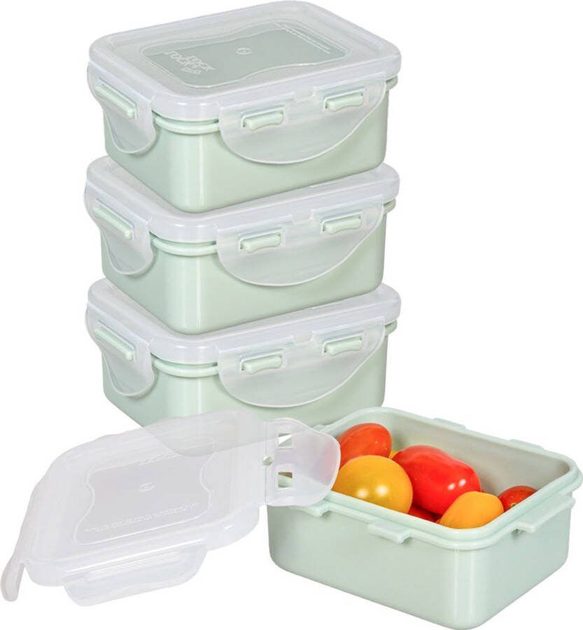 Lock&Lock (mini) Vershoudbakjes set met deksel Snackdoosjes Snackbox Babyvoeding Bewaarbakjes Diepvriesbakjes Kinderen en Volwassenen Luchtdicht Lekvrij BPA vrij 180 ml Mint Groen Set van 4 stuks LocknLock