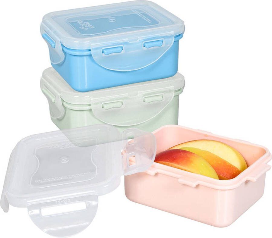 Lock&Lock (mini) Vershoudbakjes set met deksel Snackdoosjes Snackbox Babyvoeding Bewaarbakjes Diepvriesbakjes Kinderen en Volwassenen Luchtdicht Lekvrij BPA vrij 180 ml Pastel Multicolor Set van 4 stuks LocknLock