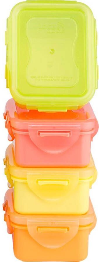 Lock&Lock (mini) Vershoudbakjes set met deksel Snackdoosjes Snackbox Volwassenen en Kinderen Luchtdicht Lekvrij BPA vrij 180 ml Multicolor Set van 4 stuks