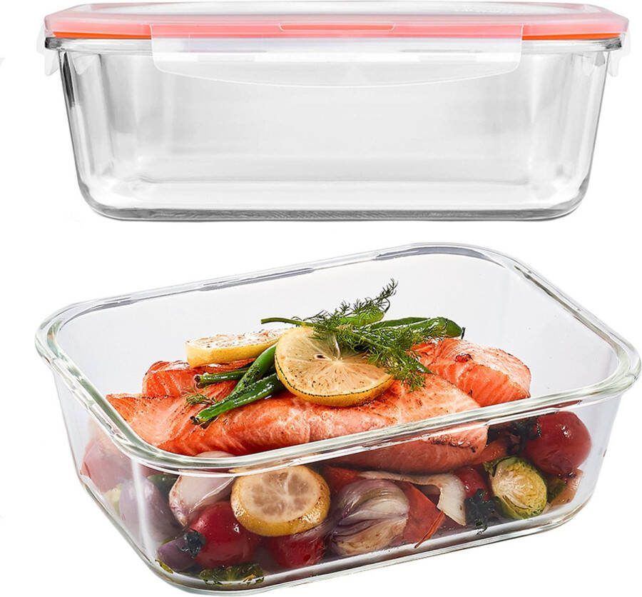 Lock&Lock Ovenschaal met deksel Glazen vershoudbakjes Glazen meal prep bakjes Bewaarbakjes Luchtdicht 2 liter Set van 2 stuks LocknLock