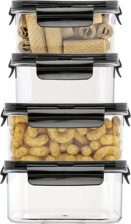 Lock&Lock Vershoudbakjes set met deksel Meal prep bakjes Diepvriesbakjes Diepvriesdozen Bewaarbakjes Bewaardozen voedsel Vershouddoos Lunchbox Snackdoosjes Set van 4 stuks 600 ml + 1 liter Helder Transparant Lekvrij BPA vrij