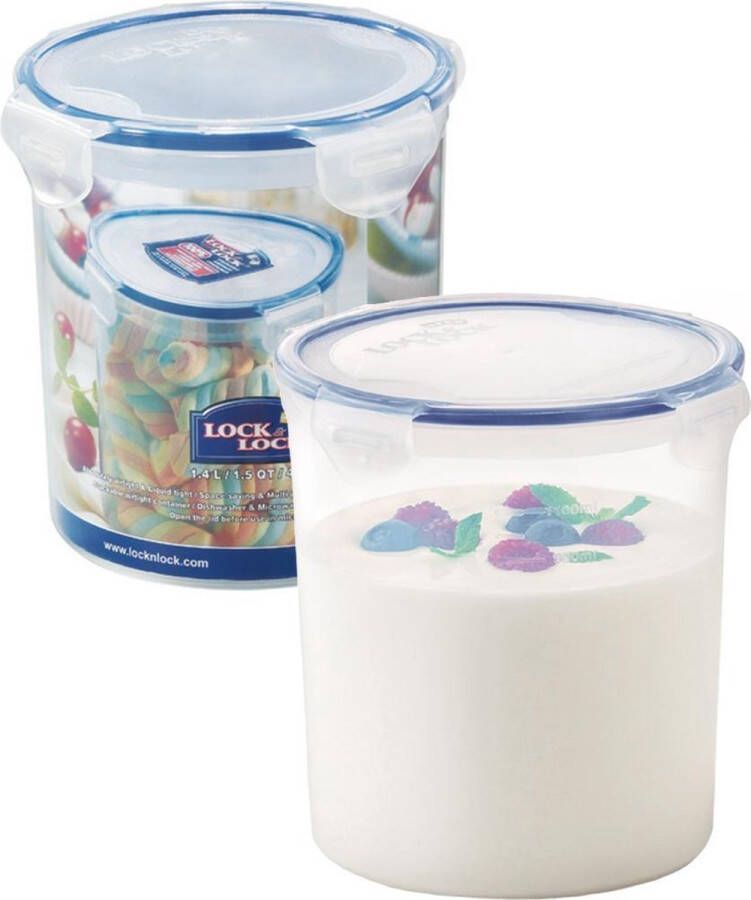 Lock&Lock Vershoudbakjes set met deksel Diepvriesbakjes Diepvriesdozen Bewaarbakjes Bewaardozen voedsel Vershouddoos Luchtdicht Lekvrij BPA vrij Rond Transparant 1 4 liter Set van 2 Stuks