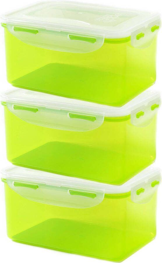 Lock&Lock Vershoudbakjes Meal prep bakjes Diepvriesbakjes Diepvriesdozen Magnetron bakjes met deksel Bewaarbakjes Bewaardozen voedsel Vershouddoos Lunchbox Luchtdicht Lekvrij BPA vrij 1 liter Groen Set van 3 Stuks