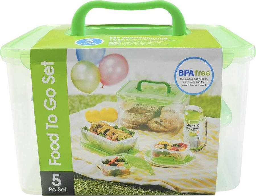 Lock&Lock Vershoudbakjes met deksel Bewaardozen voedsel Diepvriesbakjes Diepvriesdozen Bewaarbakjes Luchtdicht Lekvrij BPA vrij Set van 5 Stuks Picknickset Groen LocknLock