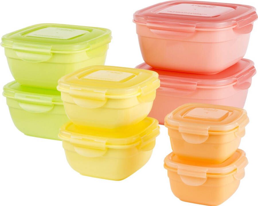 Lock&Lock Vershoudbakjes set met deksel Meal prep bakjes Diepvriesbakjes Diepvriesdozen Bewaarbakjes Vershouddoos Snackdoosjes Set van 8 stuks Luchtdicht Lekvrij BPA vrij Stapelbaar Volwassenen en Kinderen Multicolor Mix