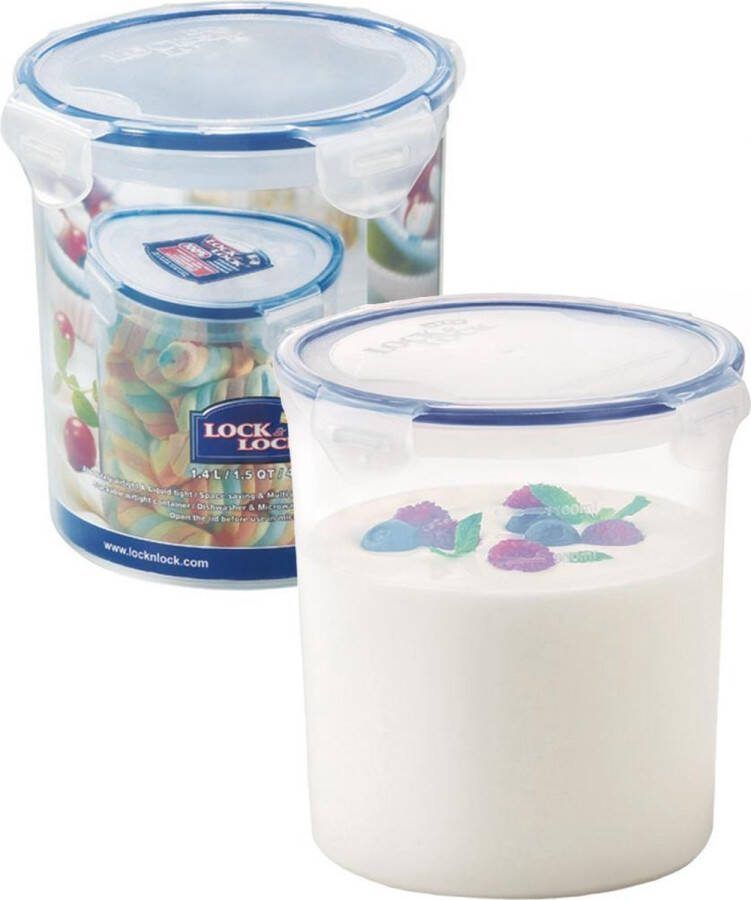 Lock&Lock Vershoudbakjes set met deksel Diepvriesbakjes Diepvriesdozen Bewaarbakjes Bewaardozen voedsel Vershouddoos Luchtdicht Lekvrij BPA vrij Rond Transparant 1 4 liter Set van 2 Stuks LocknLock