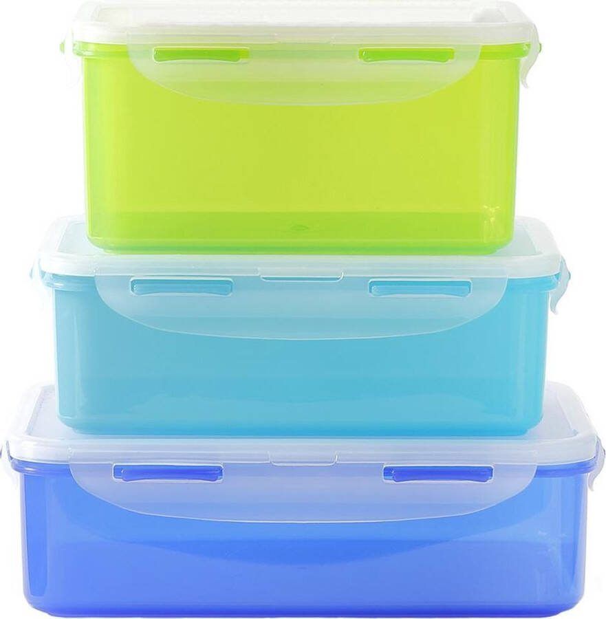 Lock&Lock Vershoudbakjes set met deksel Diepvriesbakjes Diepvriesdozen Bewaarbakjes Bewaardozen voedsel Meal prep bakjes Magnetron bakjes met deksel Lunchbox Broodtrommel Luchtdicht Lekvrij BPA vrij Set van 3 Stuks LocknLock