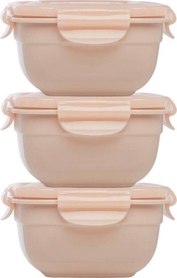 Lock&Lock Vershoudbakjes set met deksel Diepvriesbakjes Diepvriesdozen Bewaarbakjes Snackdoosjes Snackbox Vershouddoos Luchtdicht Lekvrij BPA vrij Stapelbaar 520 ml Oudroze Set van 3 stuks LocknLock