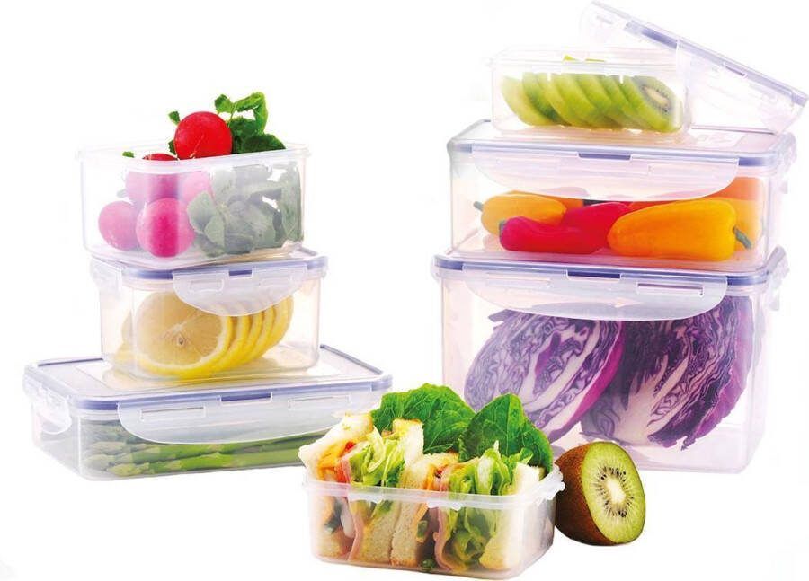 Lock&Lock Vershoudbakjes set met deksel Meal prep bakjes Diepvriesbakjes Diepvriesdozen Bewaarbakjes Bewaardozen voedsel Vershouddoos Magnetron bakjes Luchtdicht Lekvrij BPA vrij Transparant Set van 7 Stuks LocknLock