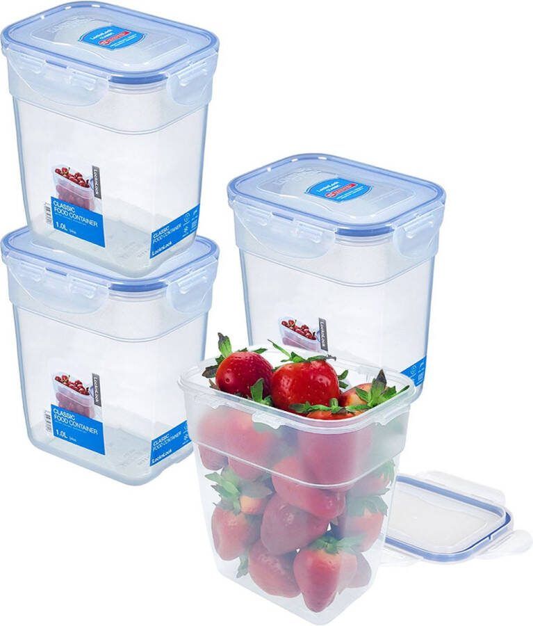 Lock&Lock Vershoudbakjes set met deksel Meal prep bakjes Diepvriesbakjes Diepvriesdozen Bewaarbakjes Bewaardozen voedsel Magnetron bakjes Luchtdicht Lekvrij BPA vrij Stapelbaar Transparant 1 3 liter Set 4 stuks LocknLock