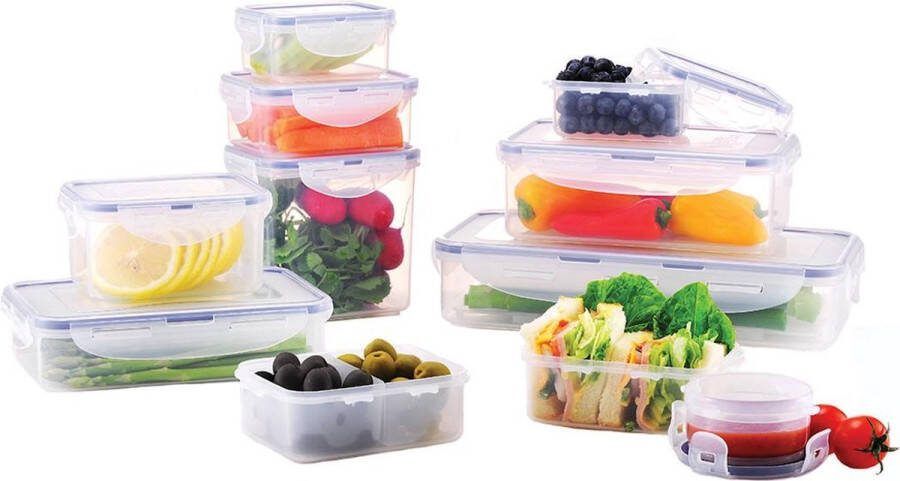 Lock&Lock Vershoudbakjes set met deksel Meal prep bakjes Diepvriesbakjes Diepvriesdozen Bewaarbakjes Bewaardozen voedsel Vershouddoos Magnetron bakjes met deksel Luchtdicht Lekvrij BPA vrij Transparant Set 11 Stuks LocknLock