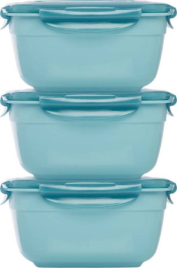 Lock&Lock Vershoudbakjes set met deksel Meal prep bakjes Diepvriesbakjes Diepvriesdozen Bewaardozen voedsel Vershouddoos Lunchbox Luchtdicht Lekvrij BPA vrij Stapelbaar 1 6 liter Blauw Set van 3 stuks LocknLock