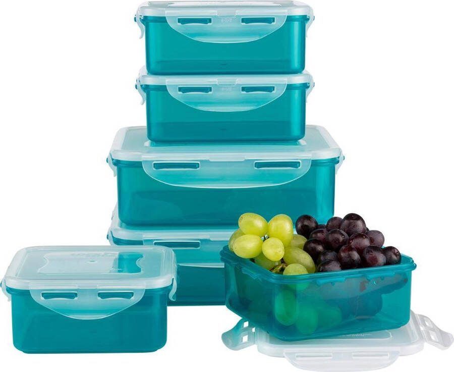 Lock&Lock Vershoudbakjes set met deksel Meal prep bakjes Diepvriesbakjes Diepvriesdozen Bewaardozen voedsel Vershouddoos Lunchbox Broodtrommel Snackdoosjes Luchtdicht Lekvrij BPA vrij Set van 6 Stuks Capri blue LocknLock