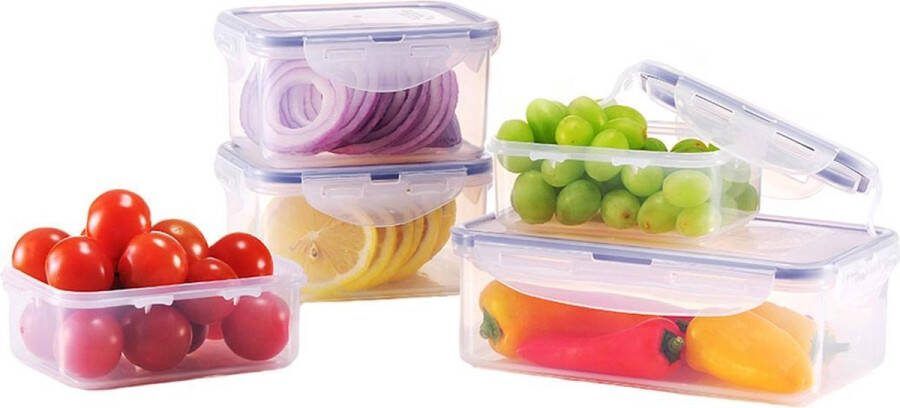 Lock&Lock Vershoudbakjes set met deksel Meal prep bakjes Diepvriesbakjes Diepvriesdozen Vershouddoos Bewaarbakjes Bewaardozen voedsel Magnetron bakjes met deksel Luchtdicht Lekvrij BPA vrij Transparant Set 5 Stuks LocknLock