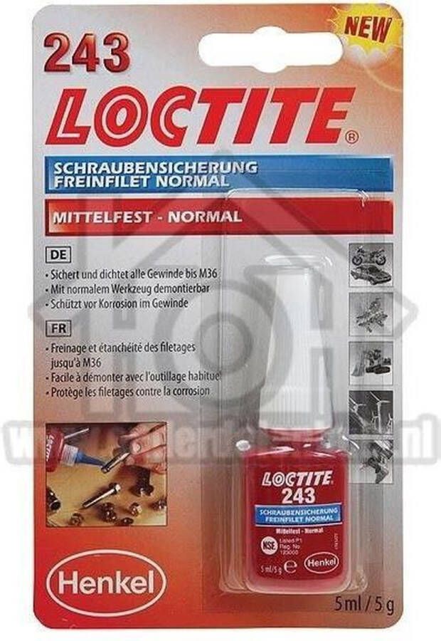 Loctite Lijm 243 -5 gram- voor bouten moeren etc. 811741