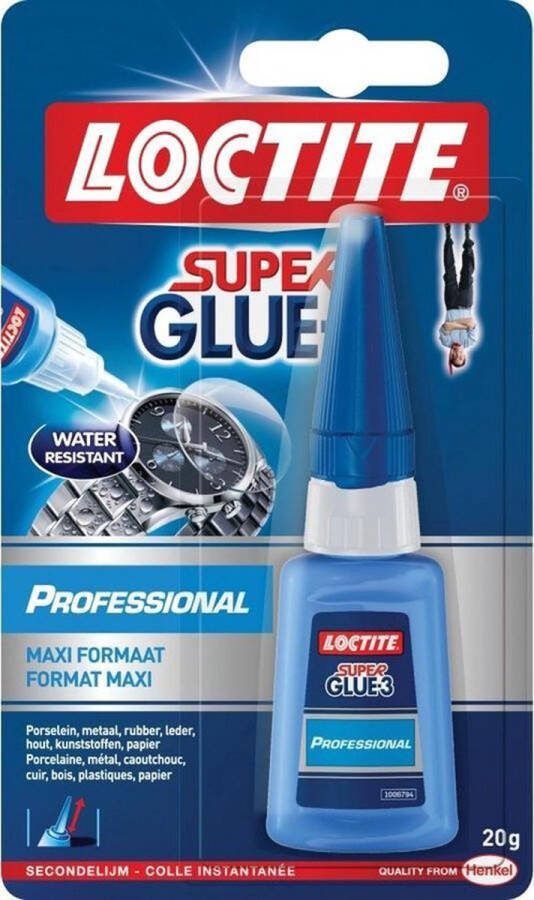 Loctite Professional 20 g Maxi Formaat Grote Fles Sterke Superlijm voor Alles Multifunctioneel en Snelklevend Ideaal voor Snelle Reparaties en Multitoepassingen