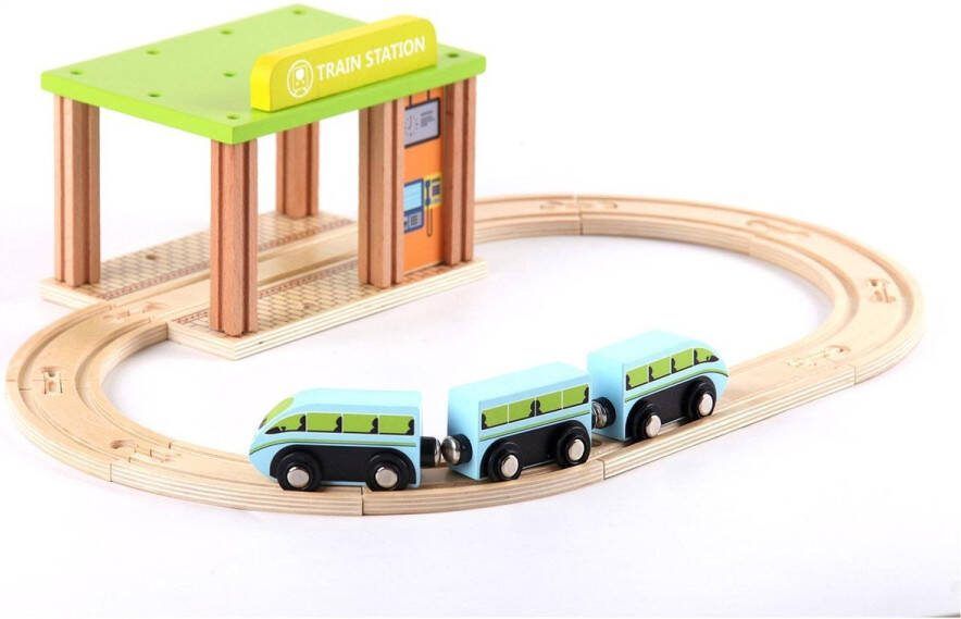 LOEF Treinstation voor brio houten speelgoed 42 onderdelen past op brio