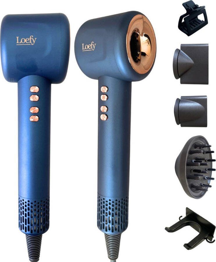 Loefy Krachtige Föhn met Diffuser Ideaal voor Krullen Haarföhn Ionische Haardroger voor Snel Drogen en Stylen Multistyler Airstyler Haardroger Krullen