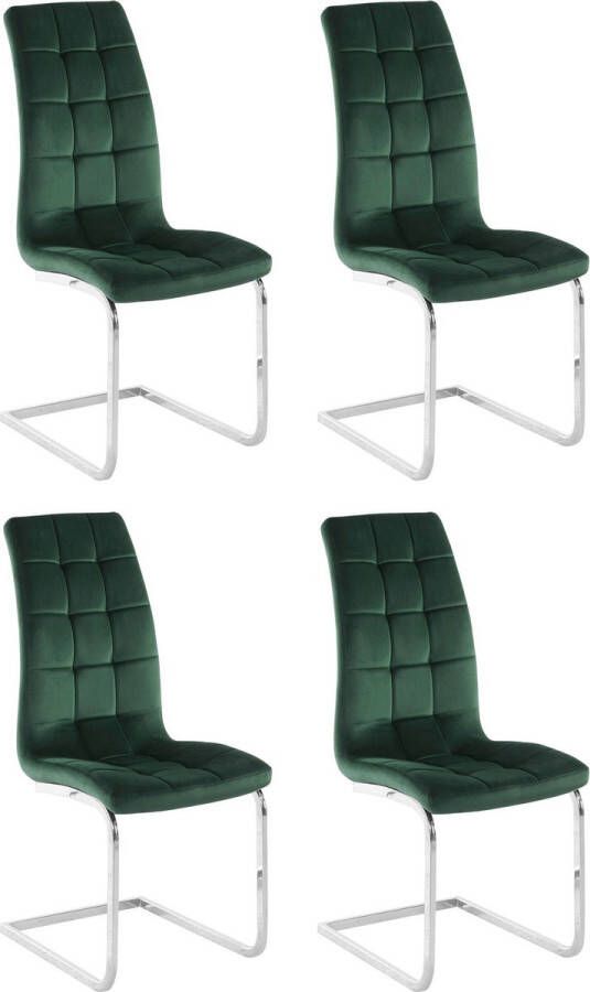 INOSIGN Vrijdragende stoel Lola set van 2 of 4 bekleding van imitatieleer of fluweelstof chroom metalen frame (set)