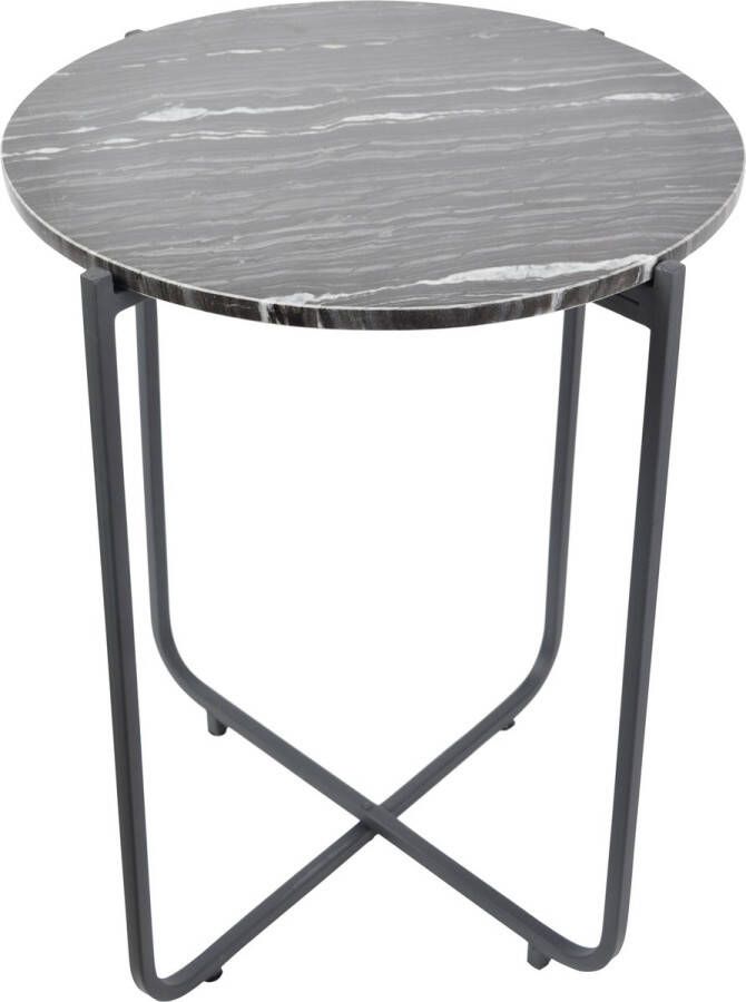 LOFT42 Marble Bijzettafel Rond Zwart Metaal Marmer 55x45x45