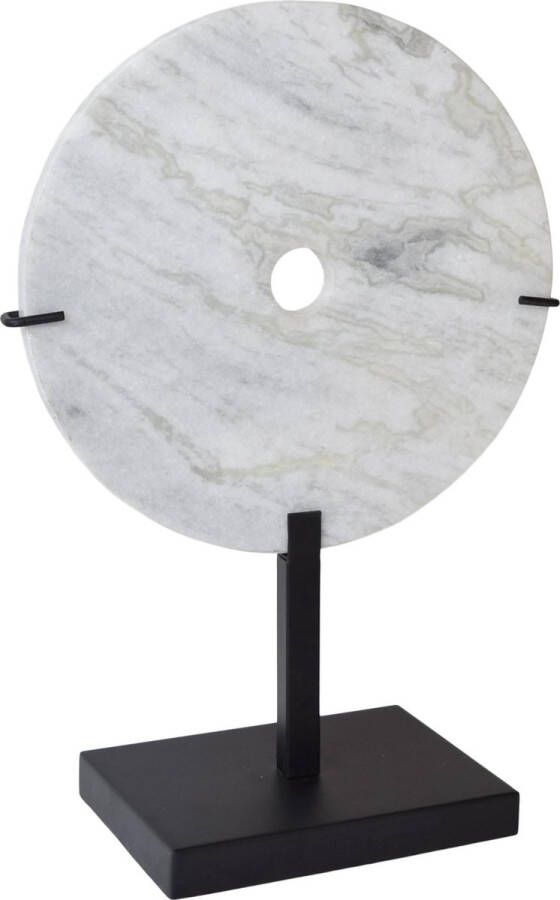 LOFT42 Circle Marmeren Ornament op Voet Wit Metaal Ø30