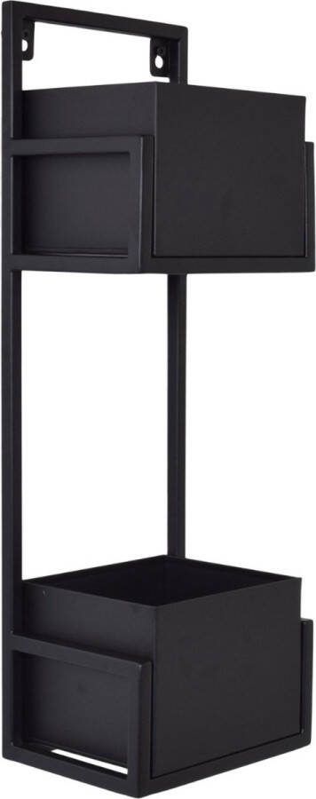 LOFT42 Flora Wandplantenbak Dubbel Metaal Zwart 60x20x15