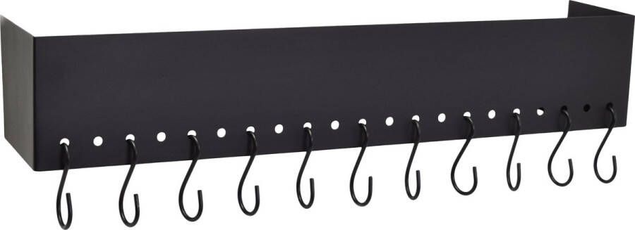 LOFT42 Hooky Metalen Kapstok met losse S-Haken Zwart 61x11 5x11 5