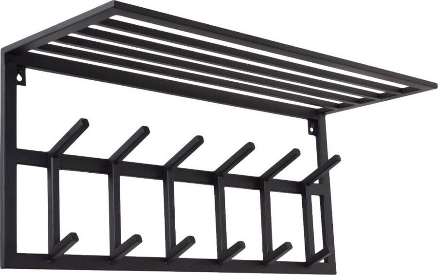 LOFT42 Kapstok Jaimy Zwart – Metaal – 6 Dubbele Haken 80x35x30