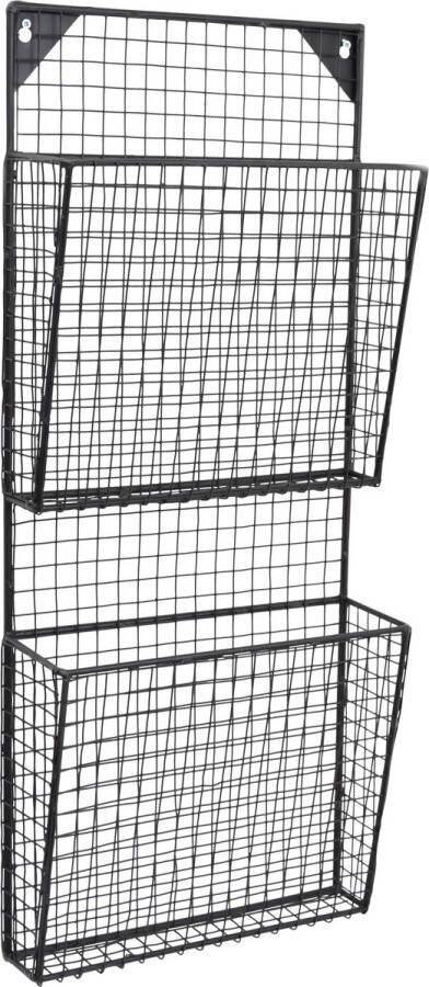 LOFT42 Maggy Gaas Tijdschriftenrek 2 vaks Zwart Metaal 70x30x10