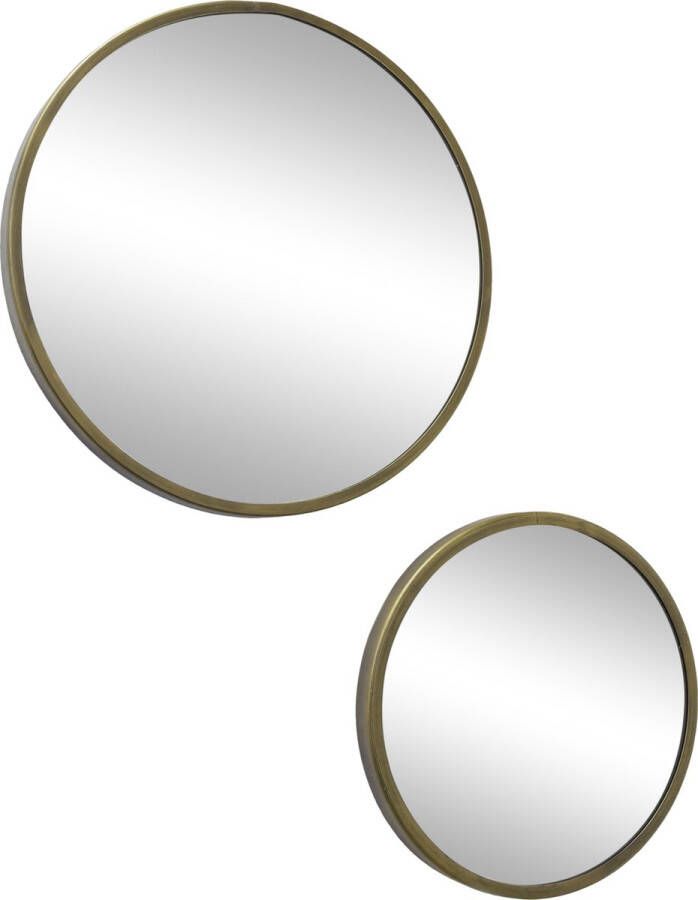 LOFT42 Mirror Set van 2 Spiegels Rond Messing Metaal Ø45 & Ø35
