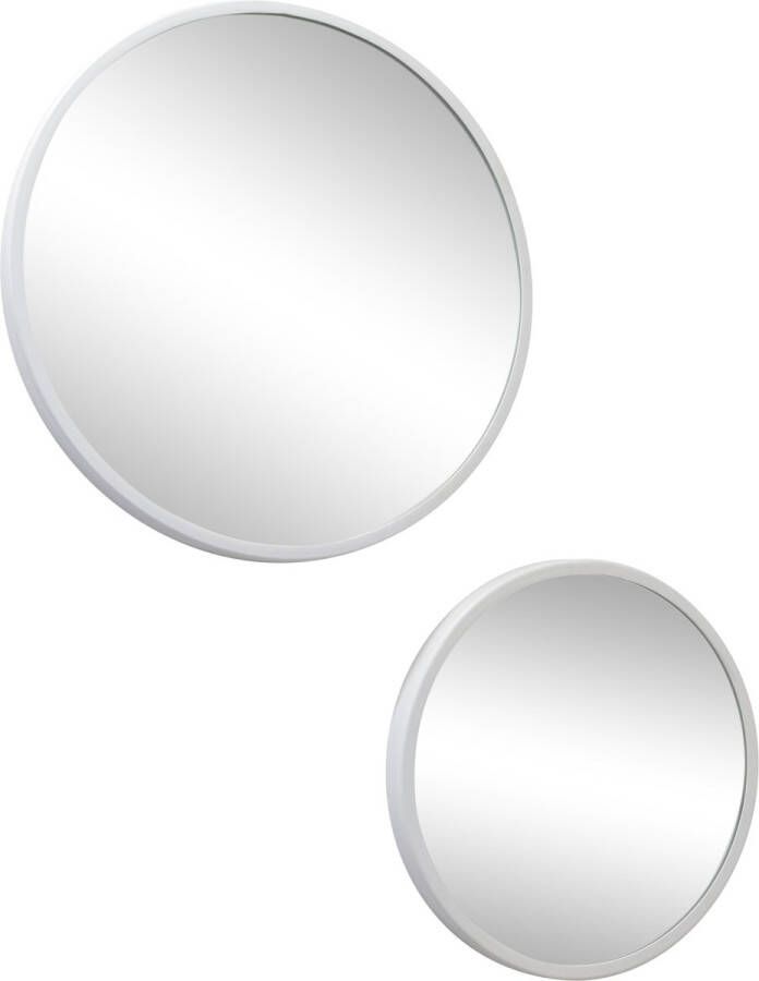 LOFT42 Mirror Set van 2 Spiegels Rond Wit Metaal Ø45 & Ø35