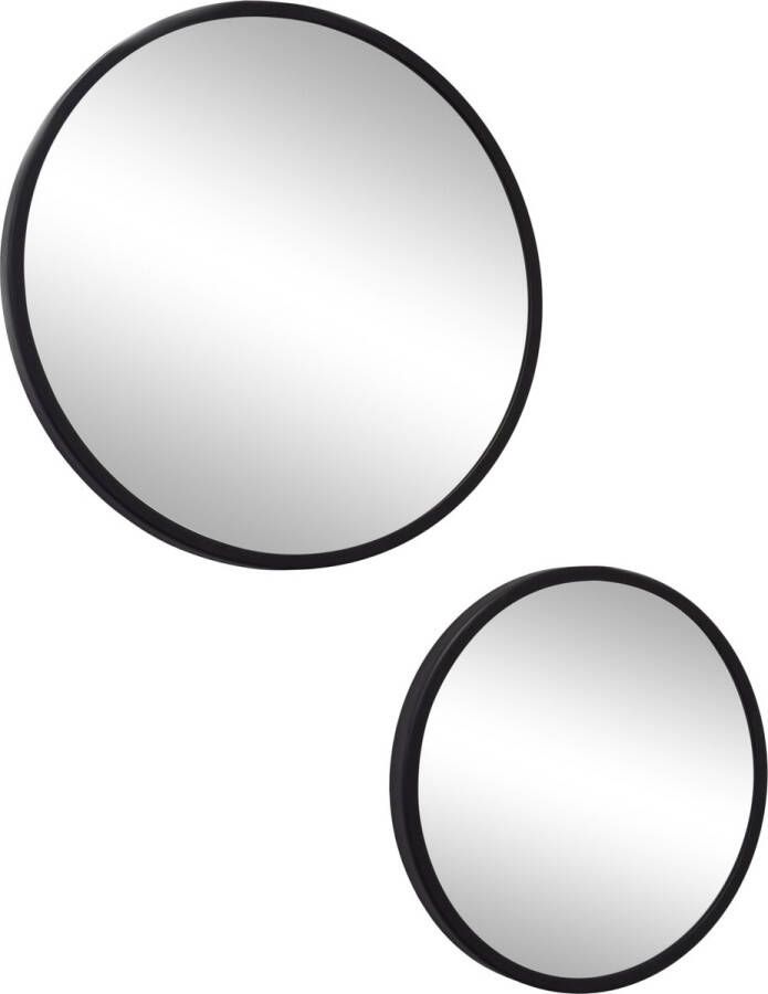 LOFT42 Mirror Spiegels Rond Zwart Set van 2 Ø45 & Ø35