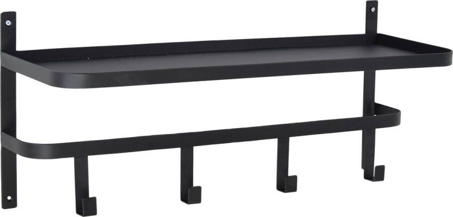 LOFT42 Shelf Kapstok met 4 haken en hoedenplank Metaal Mat Zwart 27x61 5x21 5