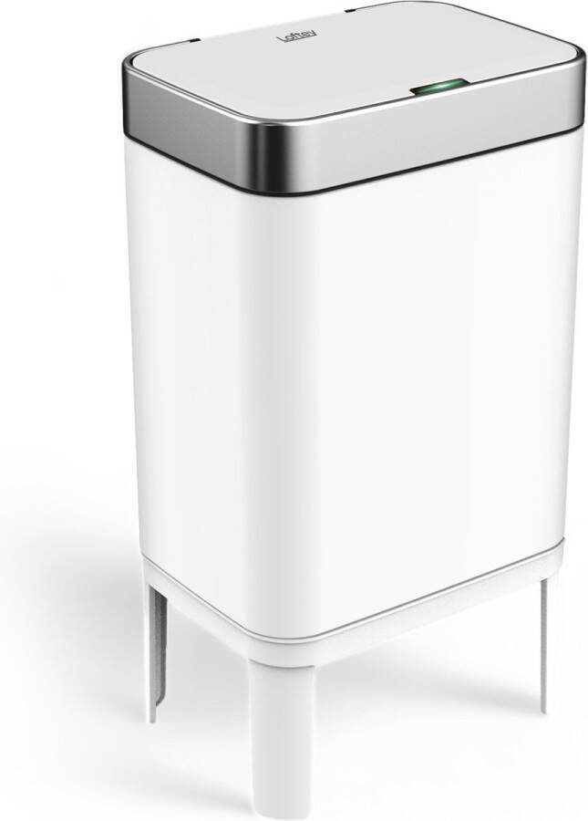Loftey Prullenbak 60 Liter – Push touch Afvalbak Duo Afvalemmer met binnenbak Vuilbak 2 Vakken Afvalscheiding 2x30L Keuken Wit RVS