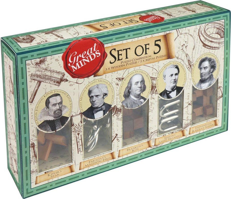Logica Giochi Breinbreker Great Minds van 5 (3x hout en 2x metaal) Puzzels LG812