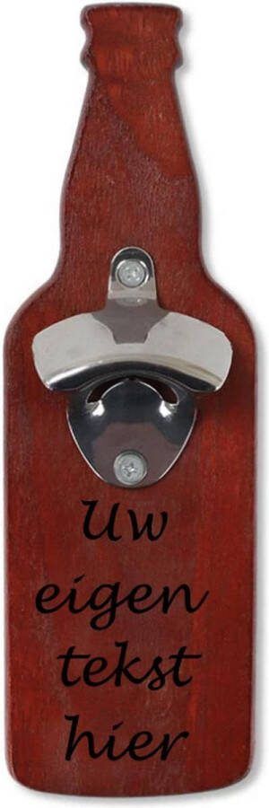 Logo op maat Flesopener inde vorm van een fles donker eiken gepersonaliseerd bier frisdrank drinken bieropener