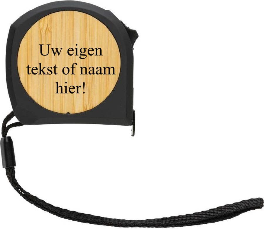 Logo op maat Houten rolmaat 5meter gepersonaliseerd met uw eigen tekst naam of logo bamboe Rolmeter Meetlint vaderdagcadeau