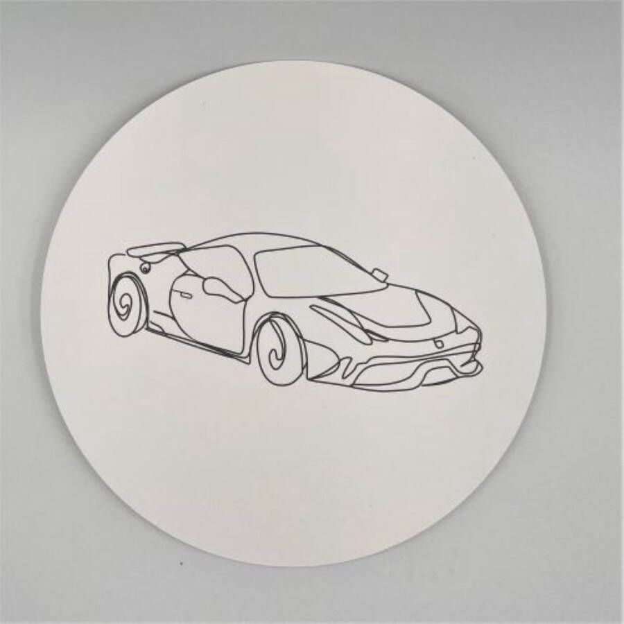 Lokaal Living muurcirkel 30 cm sportwagen oneline ferrari line art binnen en buiten tuin