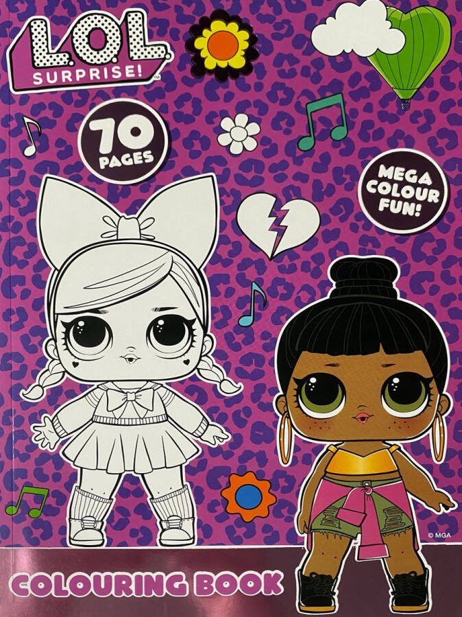 L.O.L. Suprise! L.O.L. Surprise! Kleurboek met 70 pagina's mega colour fun colouring book blondine met strik en donkere dame met knot