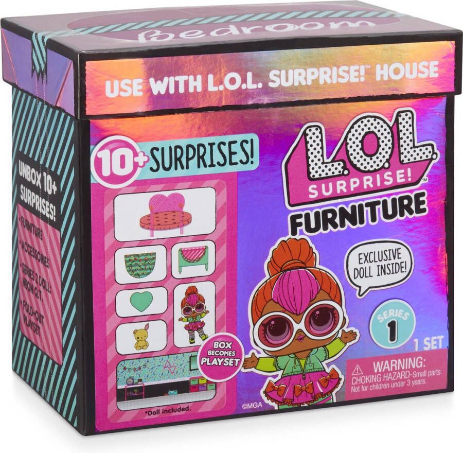 L.O.L. Surprise! L.O.L. Surprise Furniture Slaapkamer met Neon Q.T. Minipop Serie 1