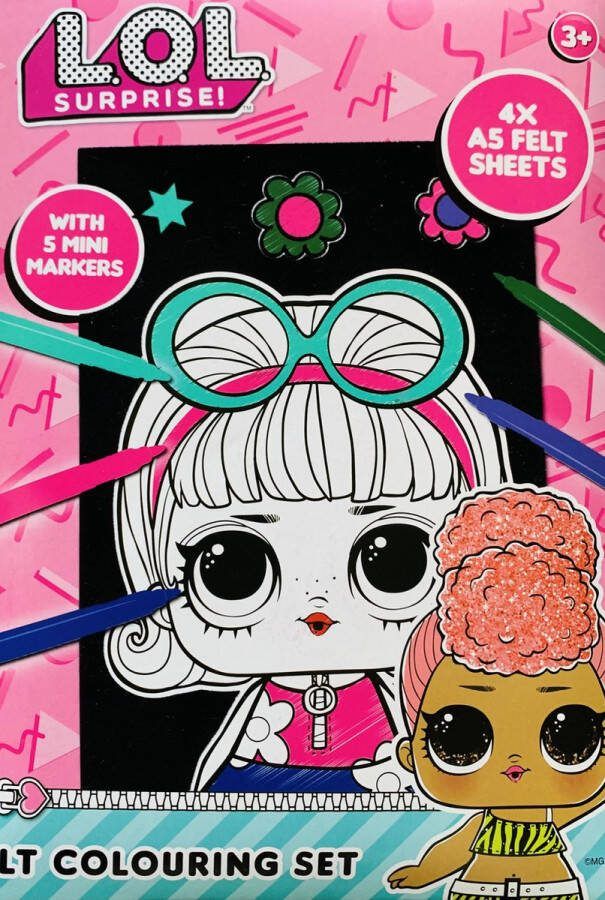 Lol surprise L.O.L. Surprise! velvet kleurplaten Met 5 mini stiften L.O.L. Surprise OMG Knutselen meisjes lol Kleurboek Meisje met bril