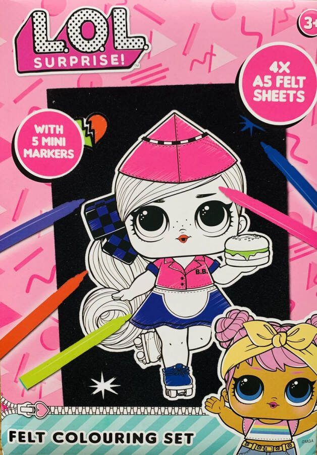 Lol surprise L.O.L. Surprise! velvet kleurplaten Met 5 mini stiften L.O.L. Surprise OMG Knutselen meisjes lol Kleurboek Meisje met hoed