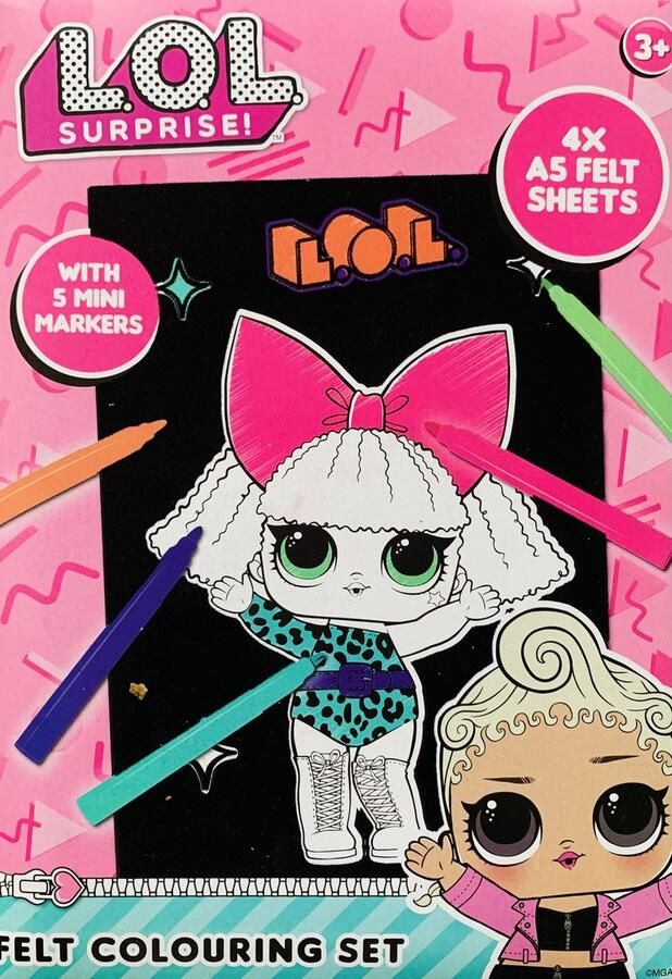 Lol surprise L.O.L. Surprise! velvet kleurplaten Met 5 mini stiften L.O.L. Surprise OMG Knutselen meisjes lol Kleurboek Meisje met strik