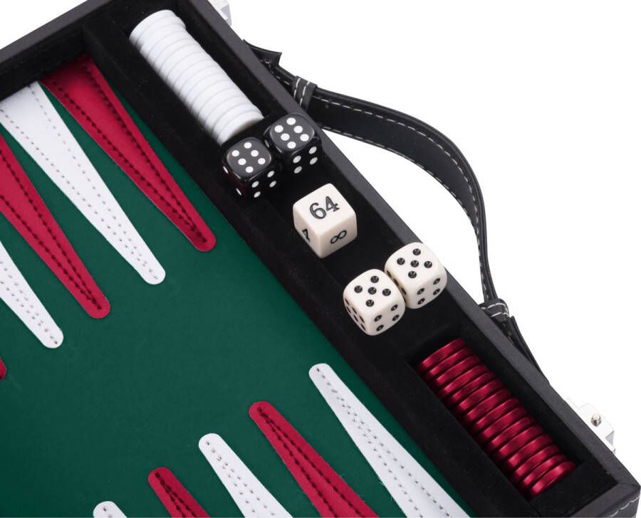 Longfield Games Backgammon Spel 15 Inch Groen Rood & Wit