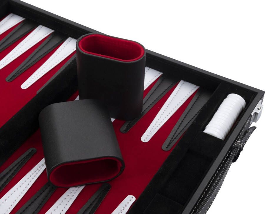 Longfield Games Backgammon Spel 15 Inch Zwart Rood & Wit