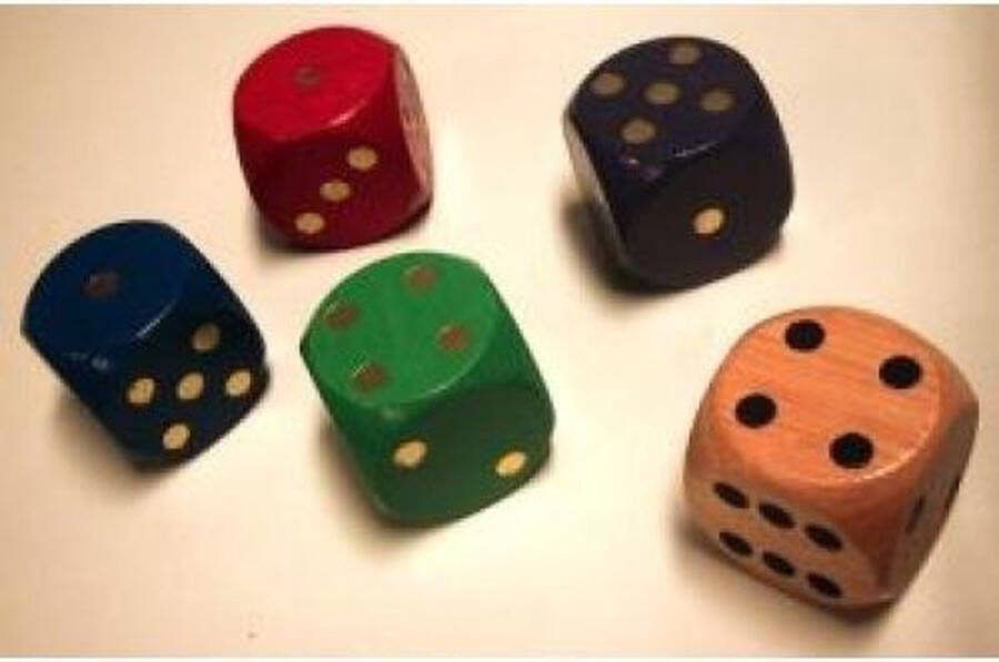 Longfield Dobbelsteen 30mm.hout 5 kleur ass.VE5 :: HOT Games