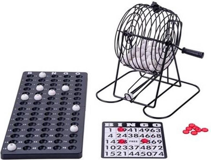 Longfield Games Bingo spel set zwart nummers 1-75 met molen Kansspelen